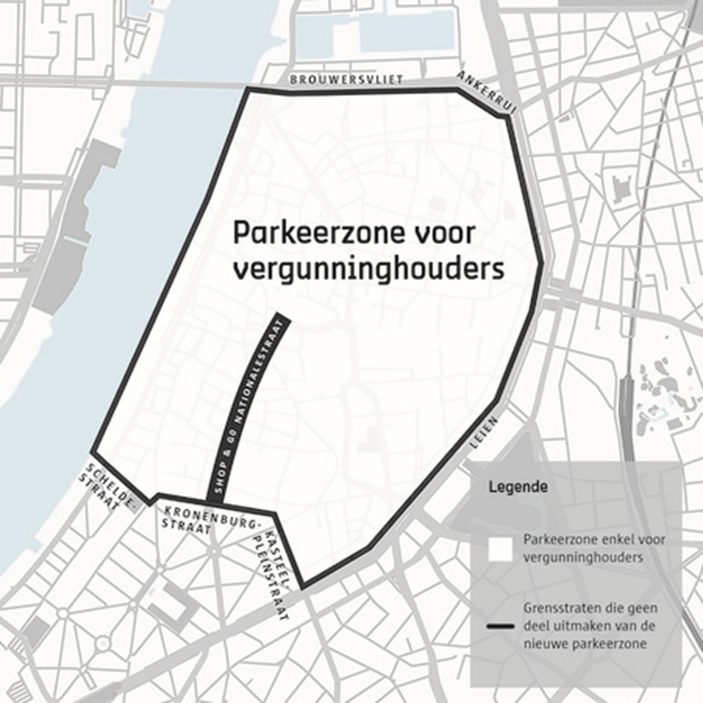 Parking zones map in Antwerp city